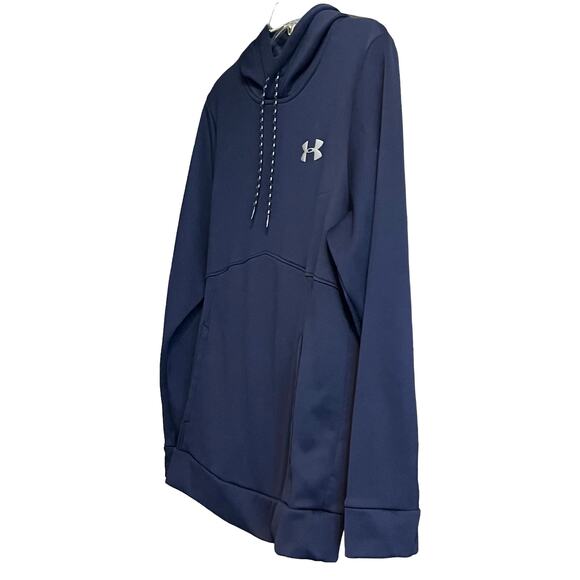 UNDER ARMOUR HOODIE SWEATSHIRT, WOMENS, SP, NAVY BLUE, LONG SLEEVES HAND WARMER - Picture 2 of 11